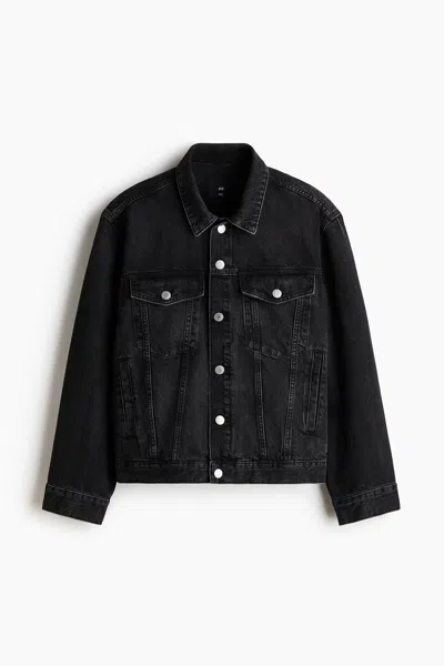 H&m Denim Trucker Jacket In Black
