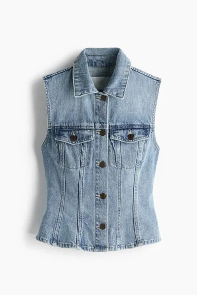 H&m Denim Waistcoat In Blue