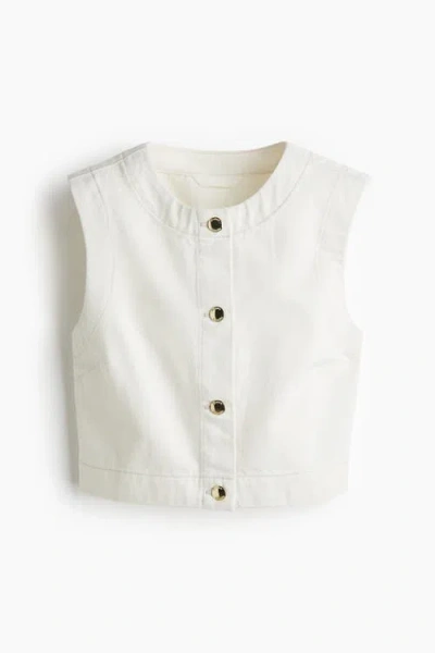 H&m Denim Waistcoat In White