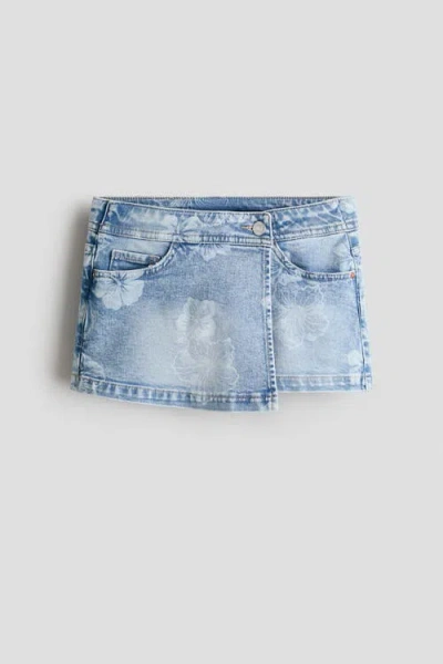 H&m Kids'  Denim Wrap Skort In Blue
