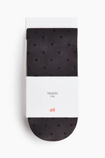 H&m Dotted Tights In Black
