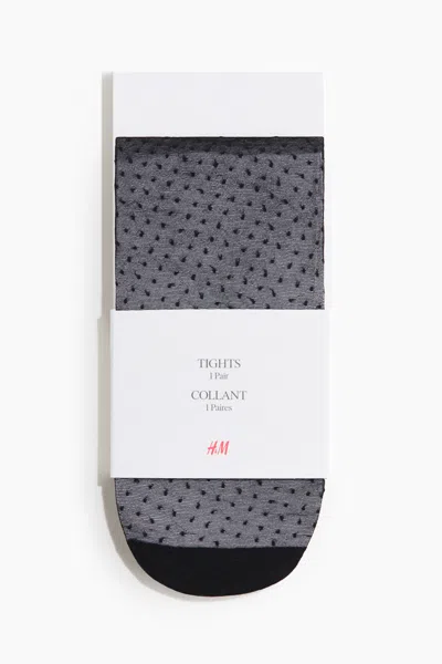H&m Dotted Tights In Black