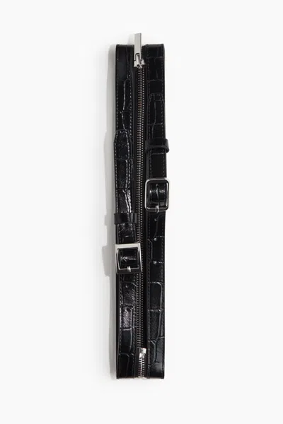 H&m Double Waist Belt In Black/crocodile Pattern