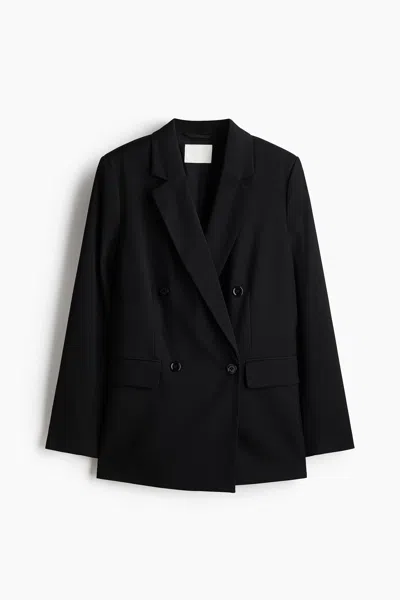 H&m Double-breasted Blazer In Black