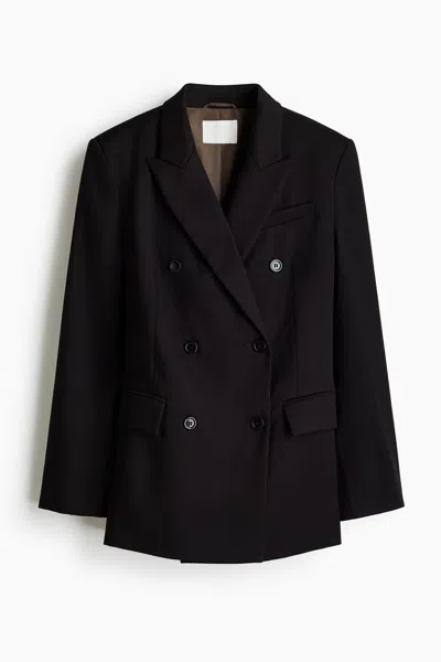 H&m Double-breasted Blazer In Black