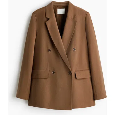 H&m Double-breasted Blazer In Brown