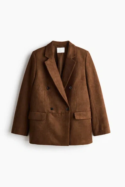 H&m Double-breasted Blazer In Brown