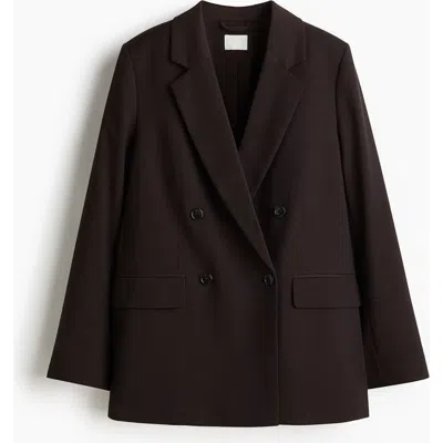 H&m Double-breasted Blazer In Brown