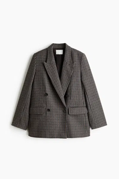 H&m Double-breasted Blazer In Brown