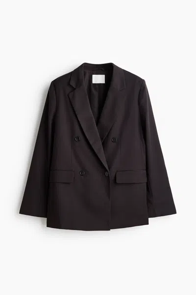 H&m Double-breasted Blazer In Brown
