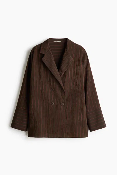 H&m Double-breasted Blazer In Brown