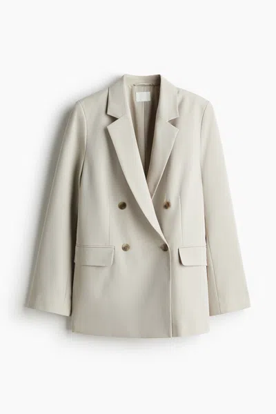 H&m Double-breasted Blazer In Neutral