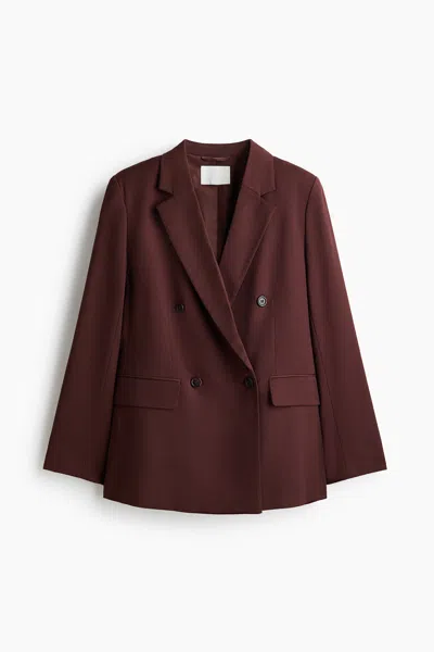 H&m Double-breasted Blazer In Brown