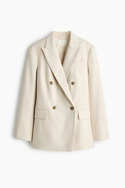 H&m Double-breasted Blazer In Neutral