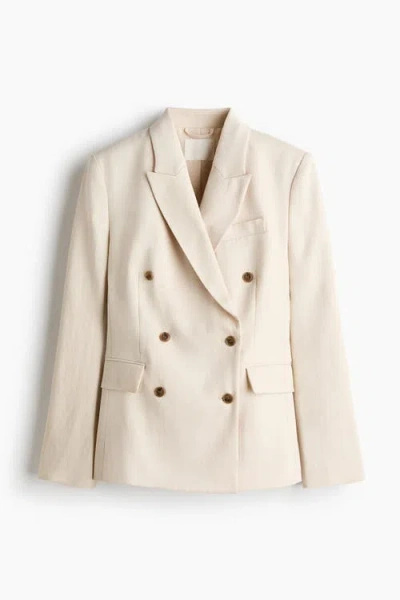 H&m Double-breasted Blazer In White