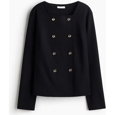H&m Double-breasted Cardigan In Black