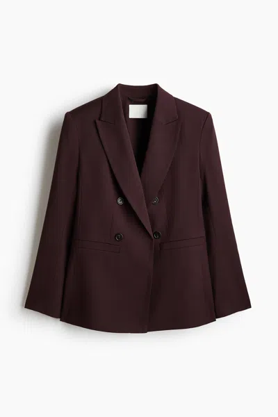 H&m Double-breasted Casual Blazer In Brown