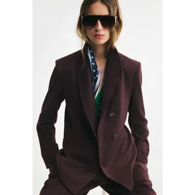 H&m Double-breasted Casual Blazer In Burgundy