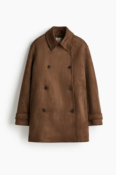 H&m Double-breasted Jacket In Brown