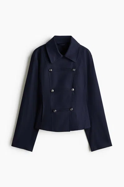 H&m Double-breasted Twill Jacket In Blue