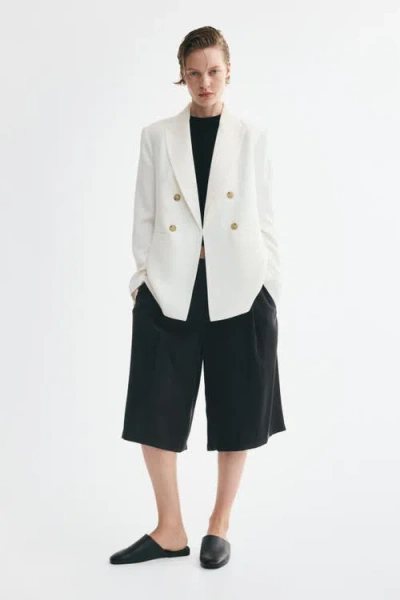 H&m Double-breasted Viscose-blend Blazer In White
