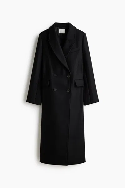 H&m Double-breasted Wool-blend Coat In Black