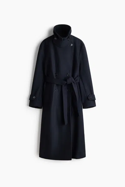 H&m Double-breasted Wool-blend Coat In Blue