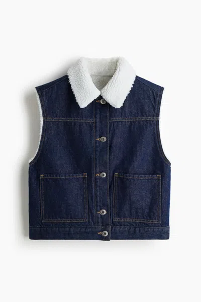 H&m Double-faced Denim Vest In Blue