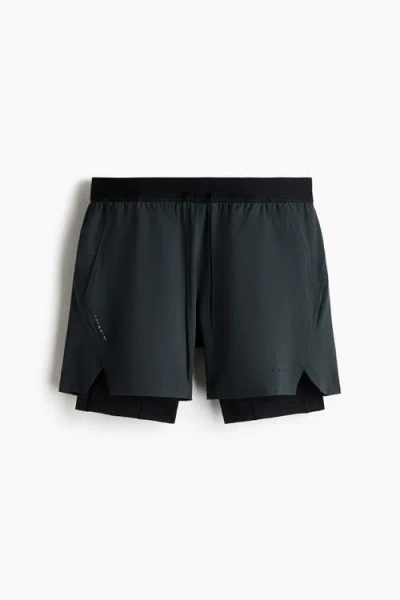H&m Double-layered Sports Shorts With Drymove In Blue