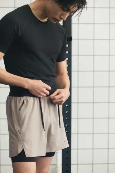 H&m Double-layered Sports Shorts With Drymove In Multi