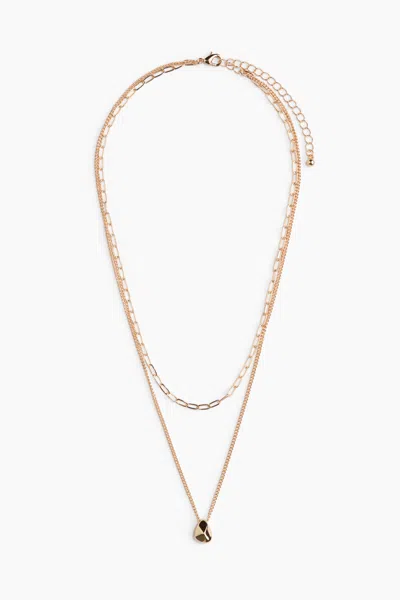 H&m Double-strand Pendant Necklace In Gold-colored