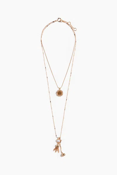H&m Double-strand Pendant Necklace In Gold-colored