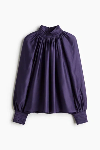 H&m Draped Blouse In Purple