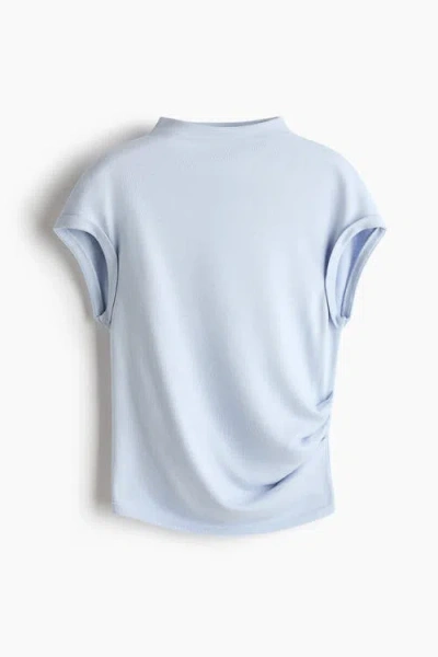 H&m Draped Fine-knit Top In Blue