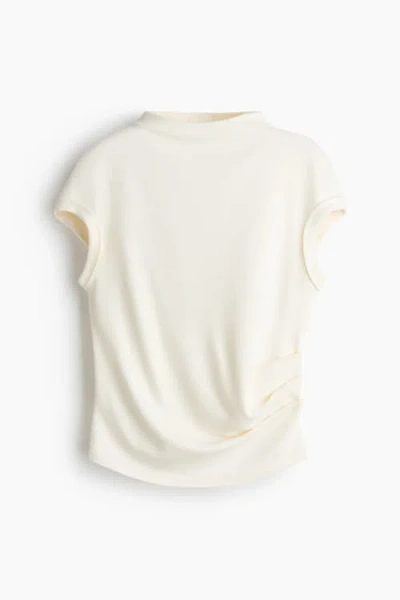 H&m Draped Fine-knit Top In White