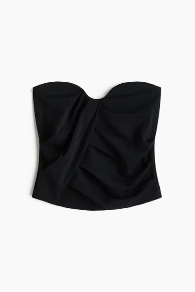 H&m Draped Interlock Bandeau Top In Black