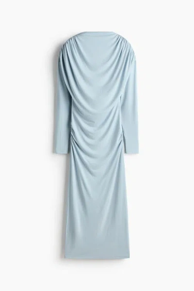 H&m Draped Jersey Dress In Blue