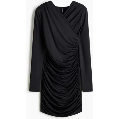 H&m Draped Jersey Dress In Black
