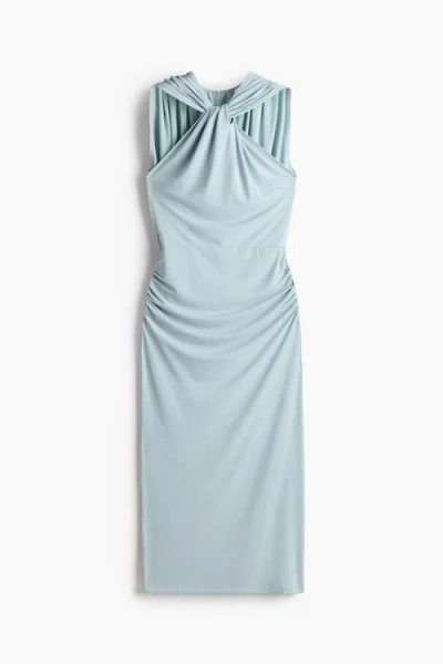 H&m Draped Jersey Dress In Blue