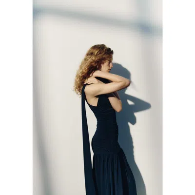 H&m Draped Jersey Dress In Blue