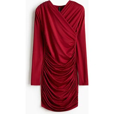 H&m Draped Jersey Dress In Red