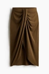 H&m Draped Jersey Skirt In Brown