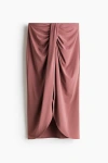H&m Draped Jersey Skirt In Pink