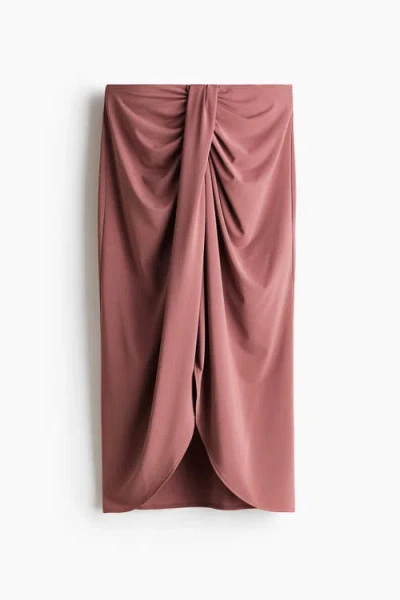 H&m Draped Jersey Skirt In Pink