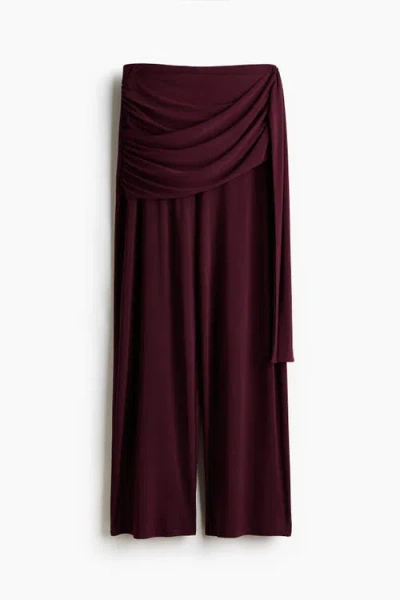 H&m Draped Jersey Trousers In Brown