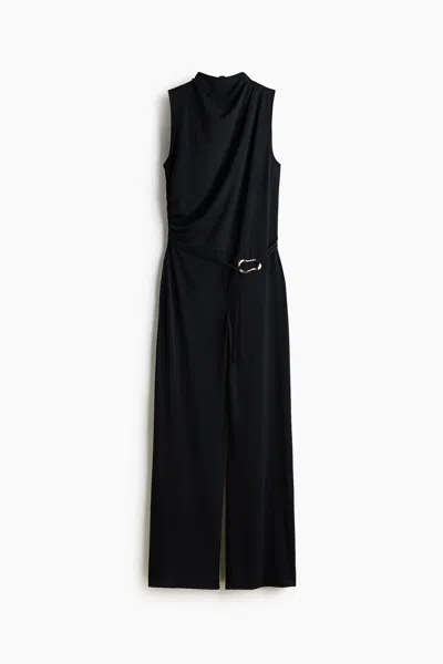 H&m Draped Jumpsuit In Black