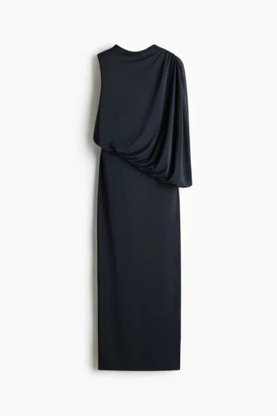 H&m Draped Maxi Dress In Black