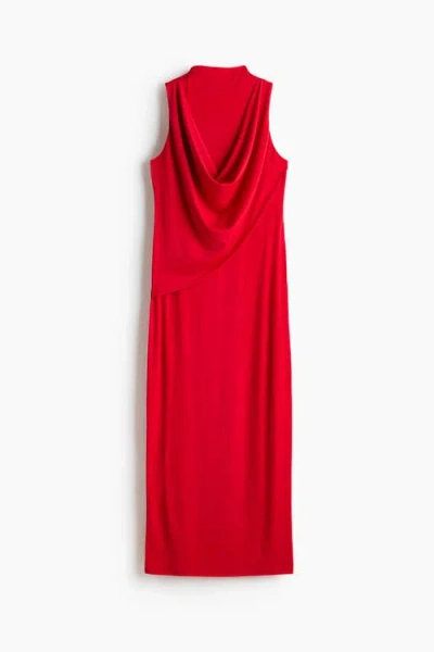 H&m Draped Maxi Dress In Red