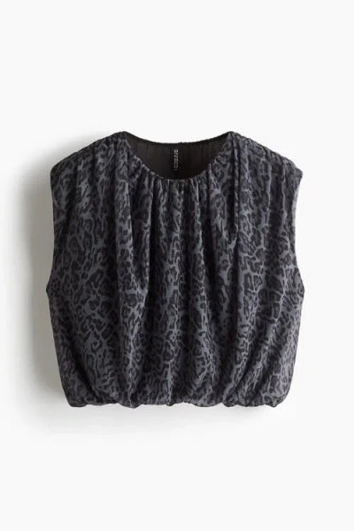 H&m Draped Mesh Top In Black