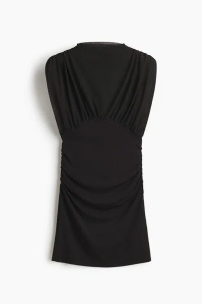 H&m Draped Mini Dress In Black